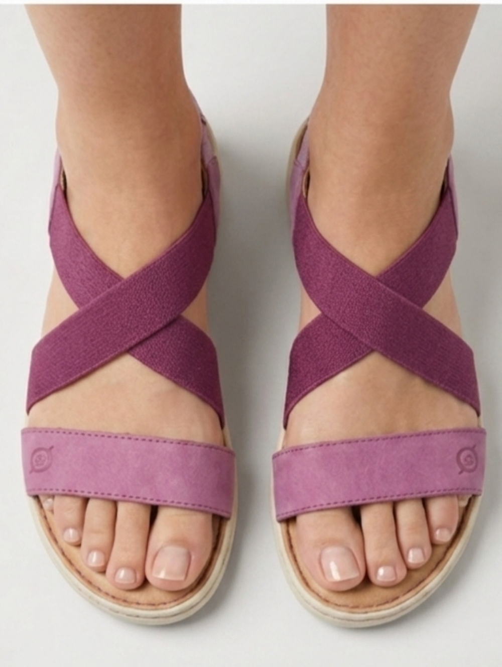 Born Sandals Women's 7M Pink Leather Stretch Slingback Strappy Jayla Comfort